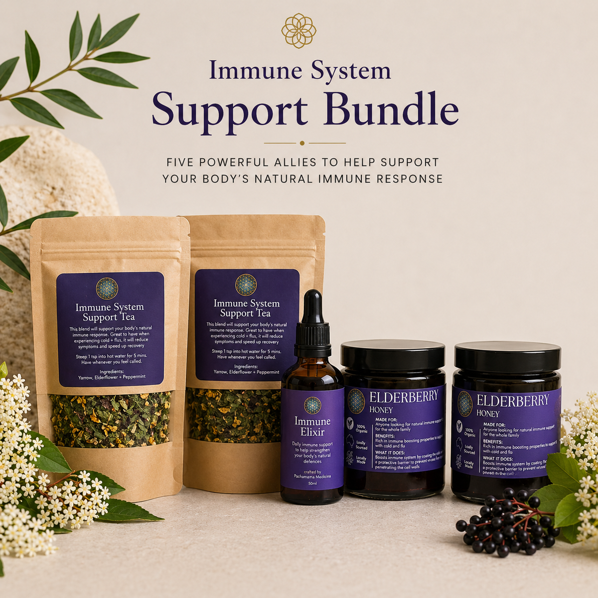 Ultimate Immune support with elderberry honey infused with raw local honey and herbs. 